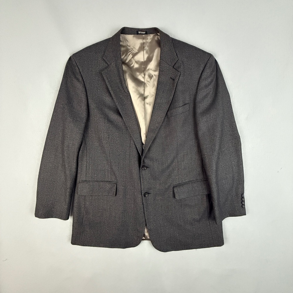Oscar de la Renta Suit Jacket Blazer Mens 48L Lambswool‎ Cashmere Grey